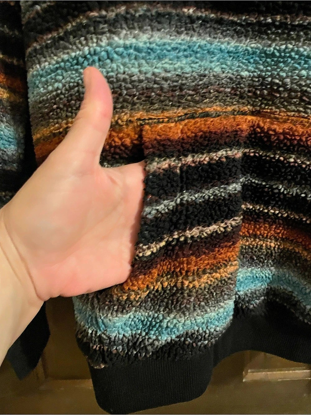 Shyanne Striped Pullover Hoodie in Black & Blue Small - Picture 6 of 9